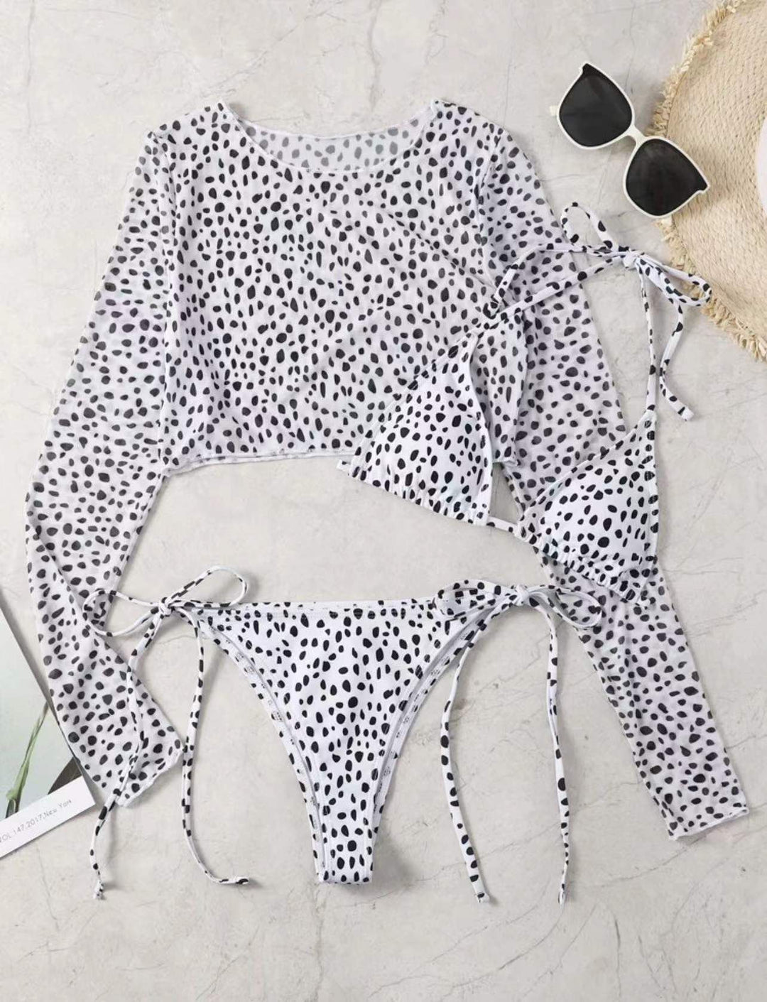 Dame bikini sæt med gennemsigtig langærmet bluse Skovae