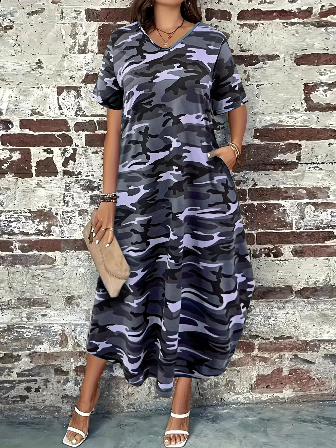 Dame afslappet camouflage-kjole Stilla