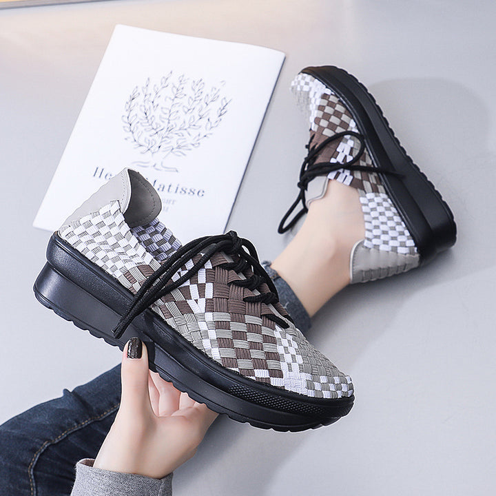 Dame Woven Casual Sneakers med forhøjet sål og åndbart design Stilla