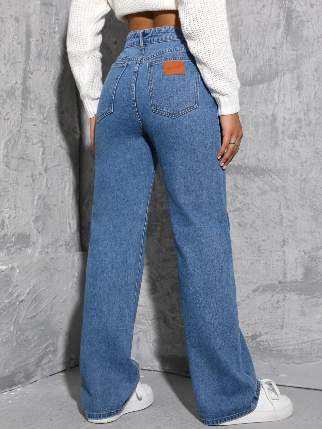 Dame brede jeans i klassisk vintage-stil med høj talje og afslappet pasform Stilla