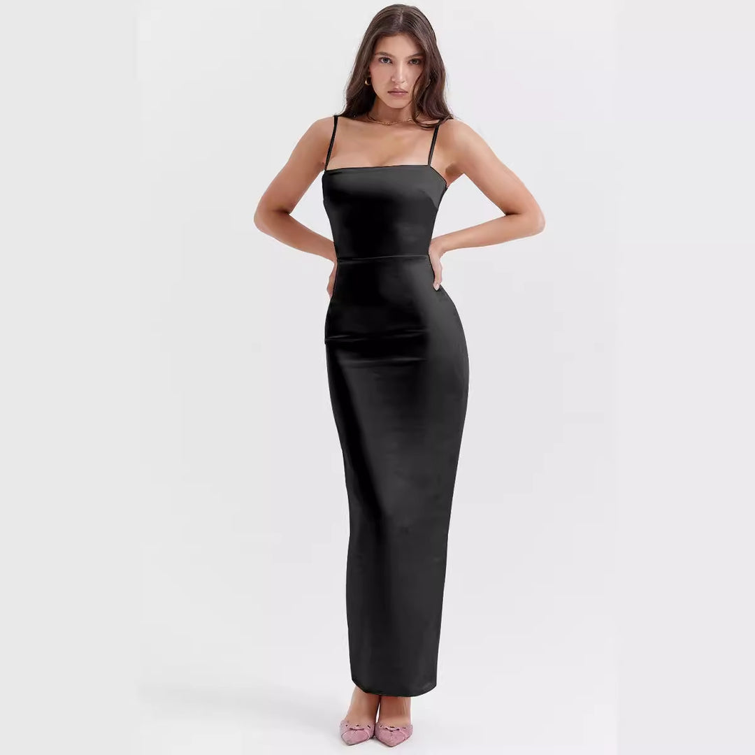 Dame Elegant Maxikjole med smal pasform og luksuriøs satin-finish Stilla