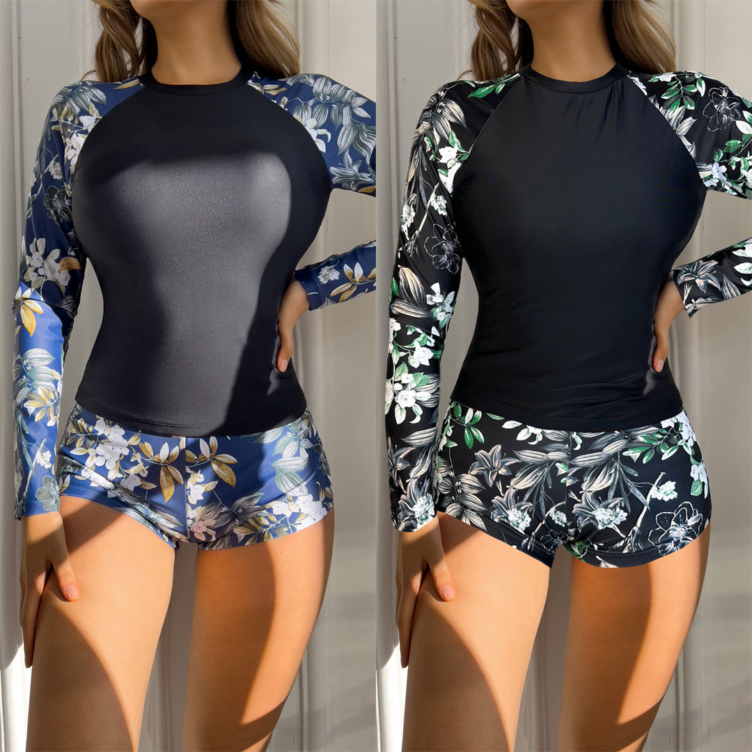 Dame Surfdragt med langærmet overdel og floral underdel Stilla