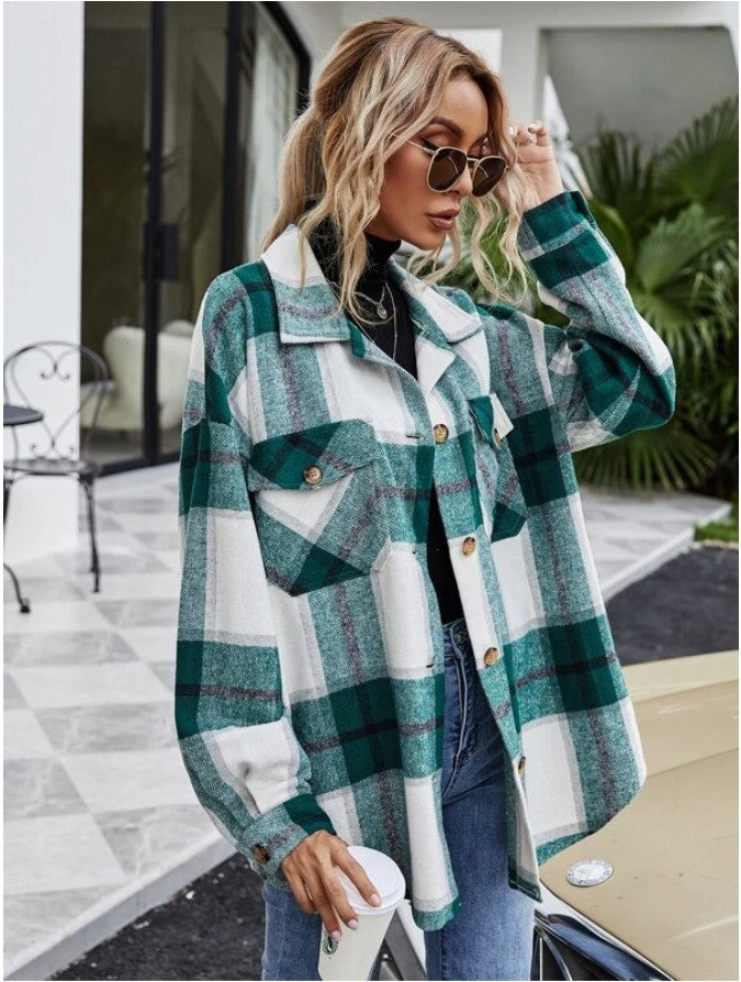 Dameternetternede flannel skjortejakke Stilla
