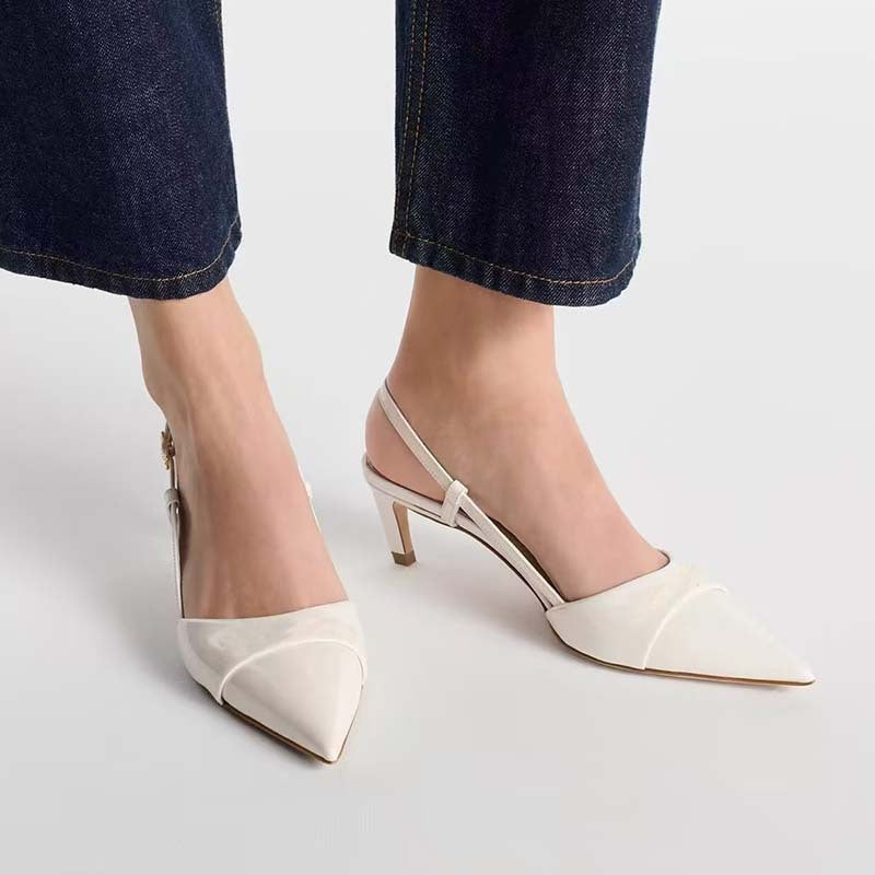 Femme Spids-tå Slingback Hæle med justerbar rem Stilla