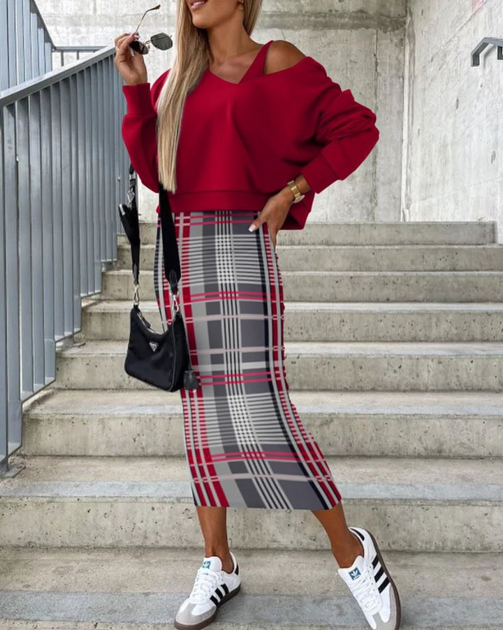 Dame Ternet midi Nederdel med figursyet snit og elegant rygvisning Stilla