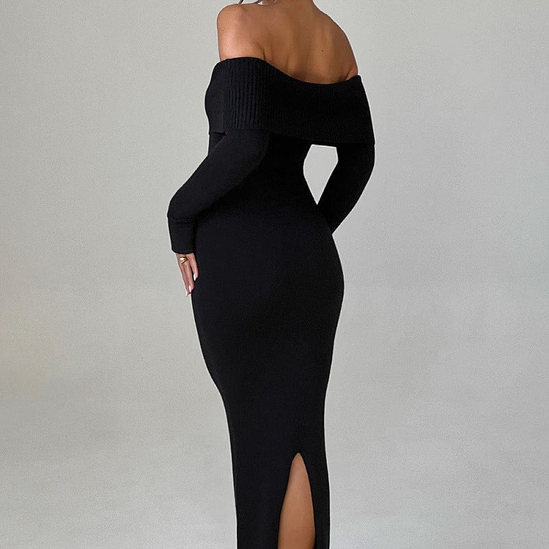 Dame Off-Shoulder Maxikjole med lange ærmer Stilla