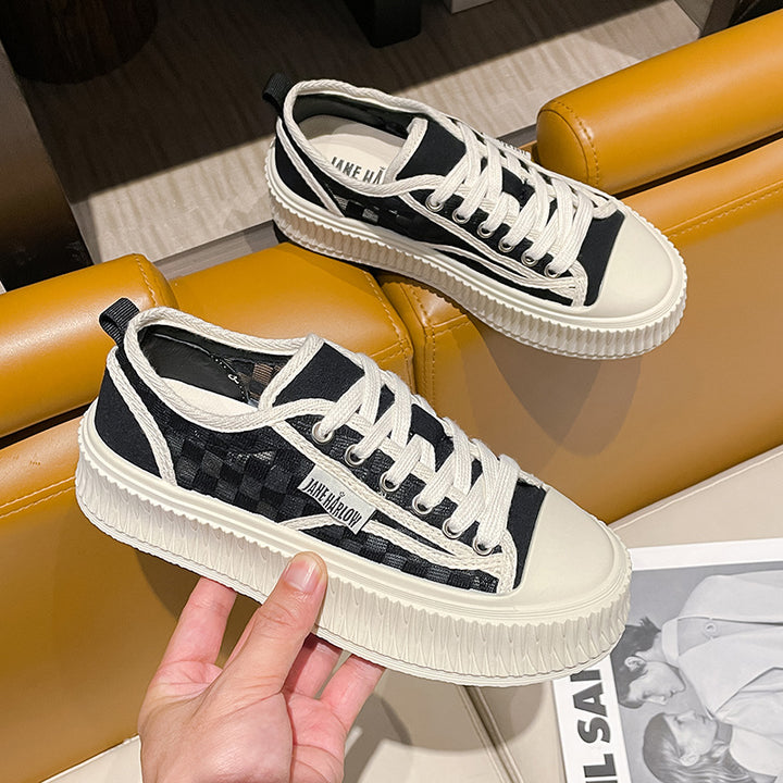 Dame Sneakers med moderne ternet mønster og tyk gummisål Stilla