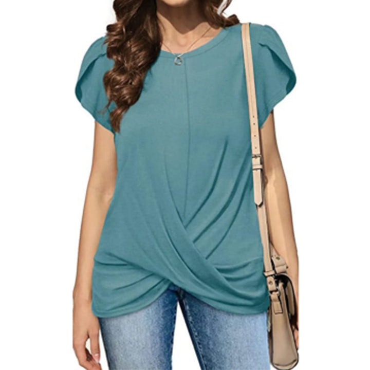 Dame afslappet T-shirt med elegant knude Stilla