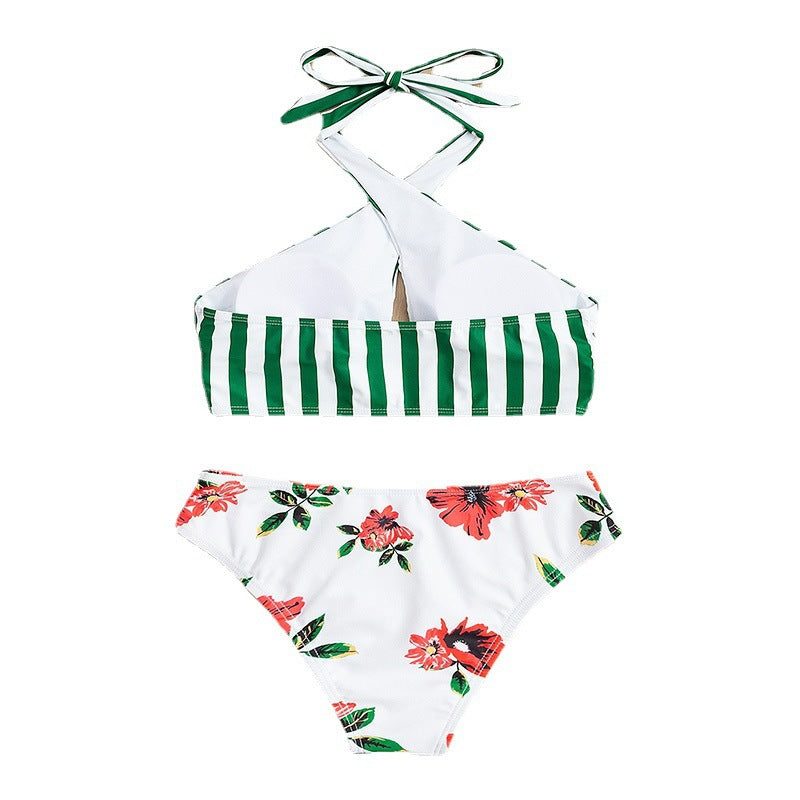 Dame Højthårede bikini med blomstermotiv og trendy indpaknings-top Skovae