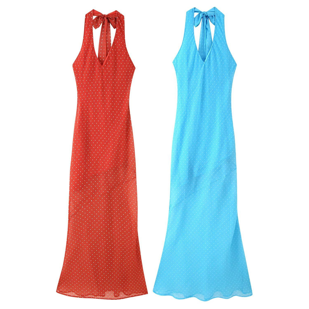 Femme Halterneck Midi Kjole med Bindebånd Detalje Stilla