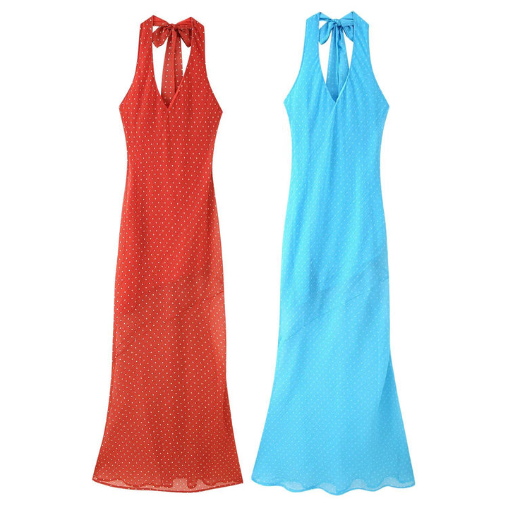 Femme Halterneck Midi Kjole med Bindebånd Detalje Stilla