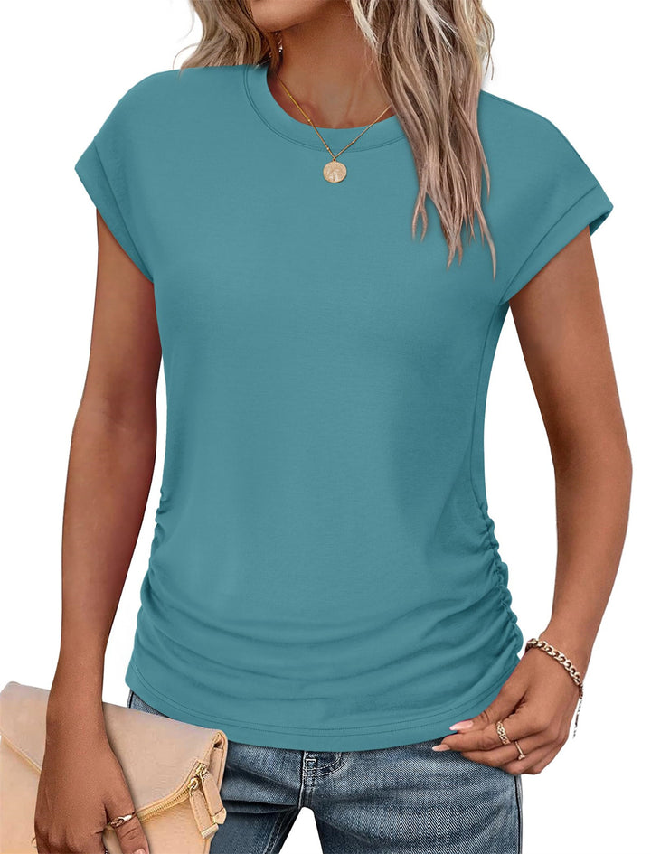 Dame afslappet T-shirt med rynke Stilla