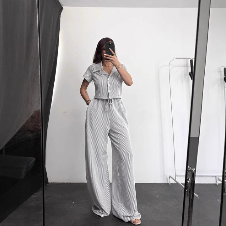 Dame Relaxed Fit Stribet Pyjama-Sæt Stilla