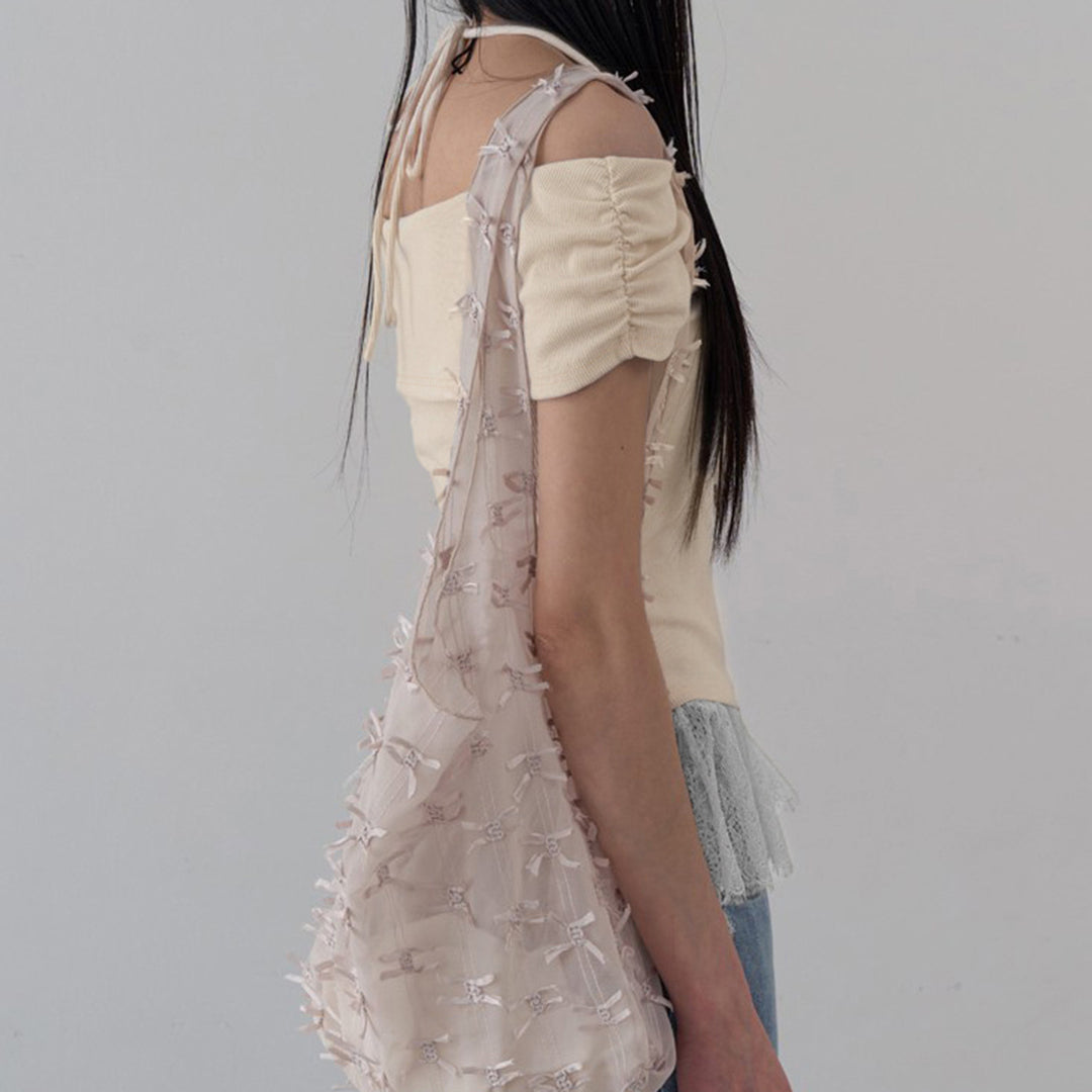 Dame Off-Shoulder Top med Ruffle Kant Skovae