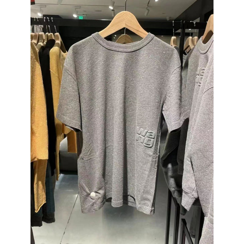 Femme Kortærmet Glitterende Fritids T-Shirt Stilla