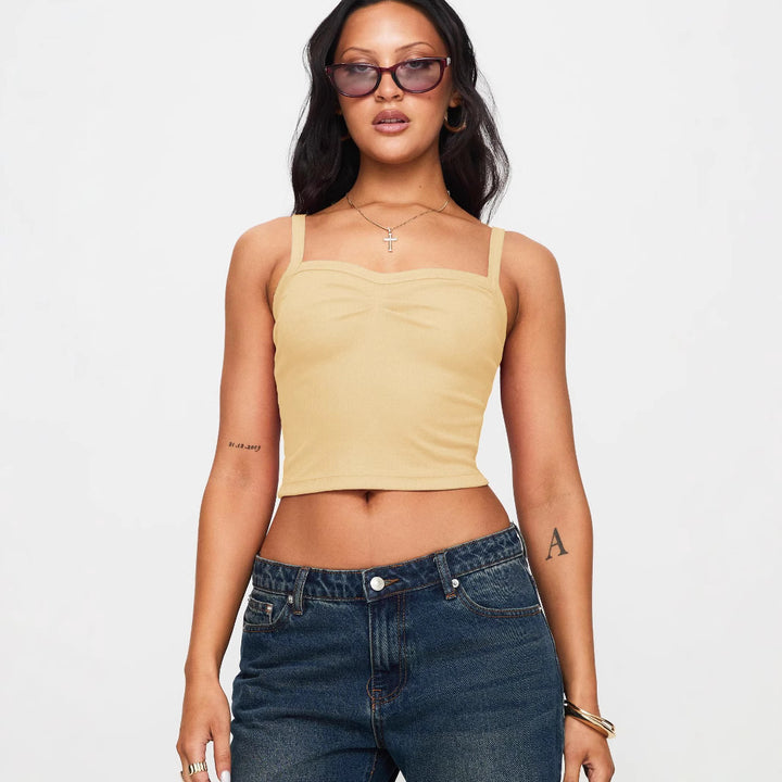 Dame Cropped Top med smalle stropper og elegant talje betoning Stiila