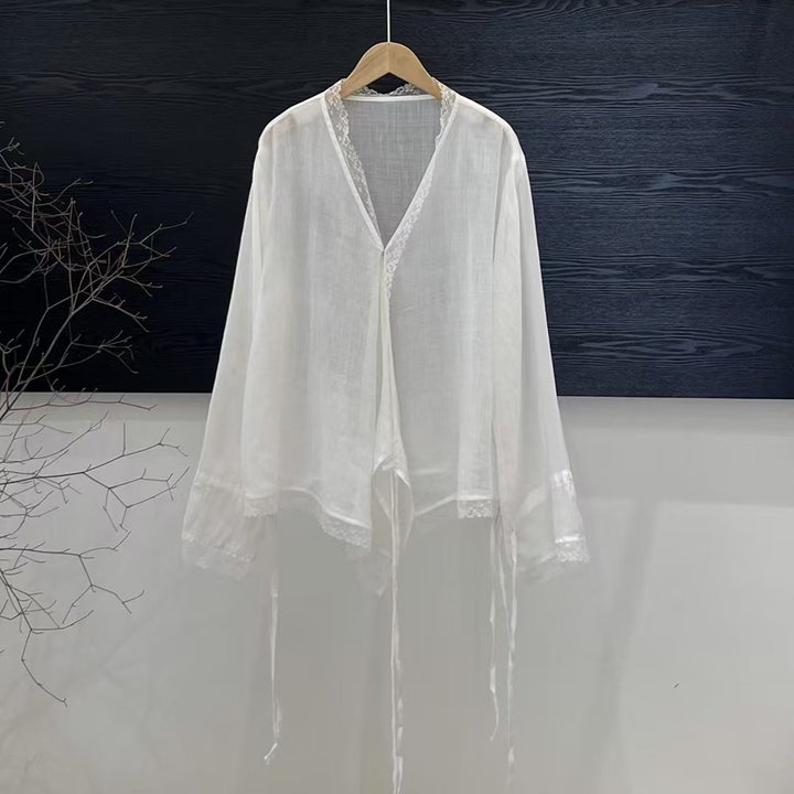 Femme Elegante Spidsbesat Let Bluse Stilla