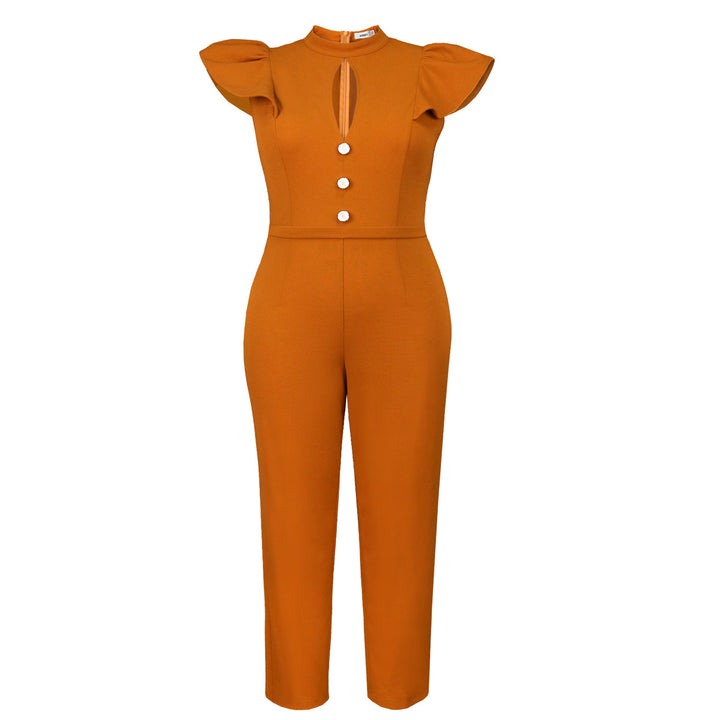 Dame elegant jumpsuit med raffineret udskæring og voluminøse ærmer Skovae