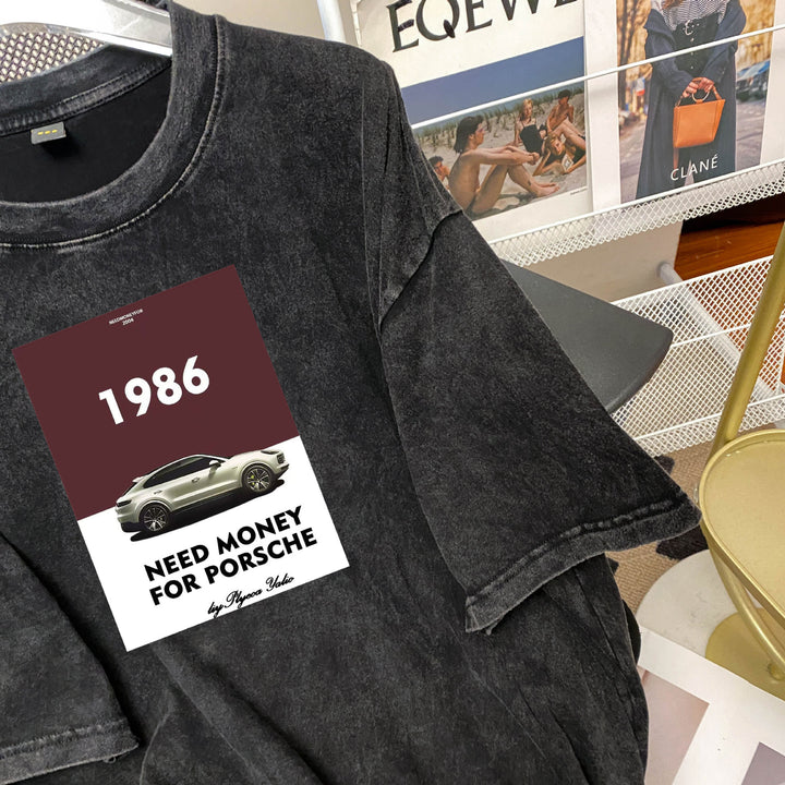 Dame T-shirt med nostalgisk automobil og humoristisk slogan Stilla