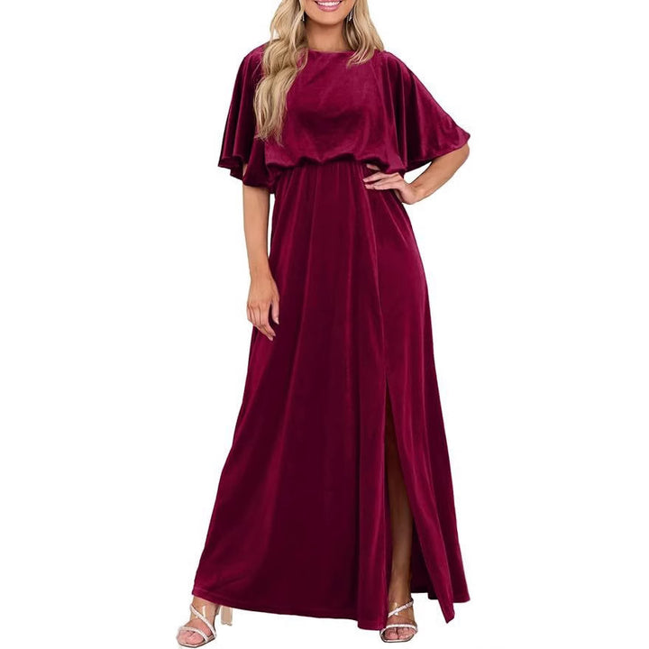 Dame Elegant Maxikjole med sideslag og voluminøse ærmer Stilla