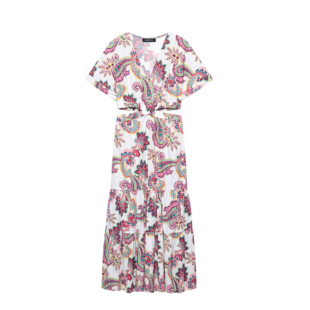 Femme Bohemian Blomsterprint Maxikjole med Flæsekant Stilla