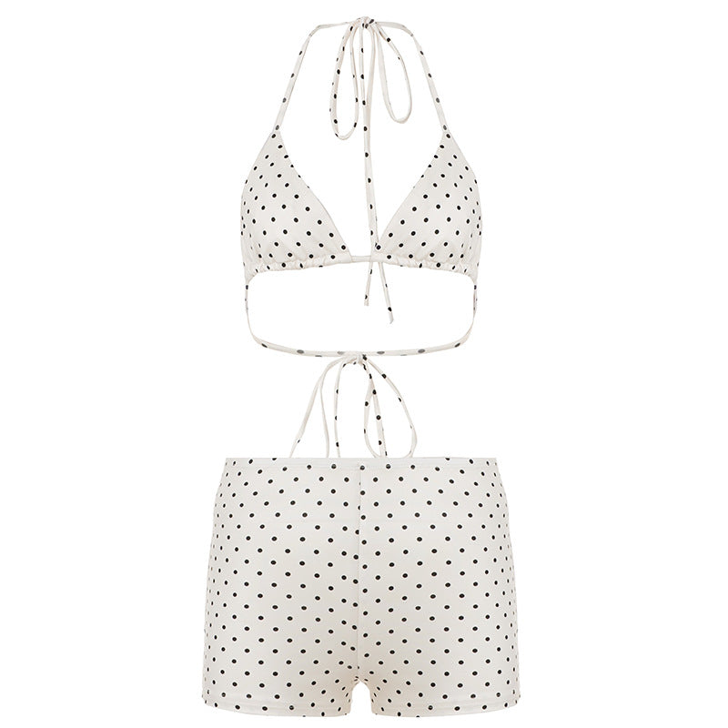 Damen Bikini-Set mit stilvollem Punkte-Muster und verstellbaren Trägern Skovae