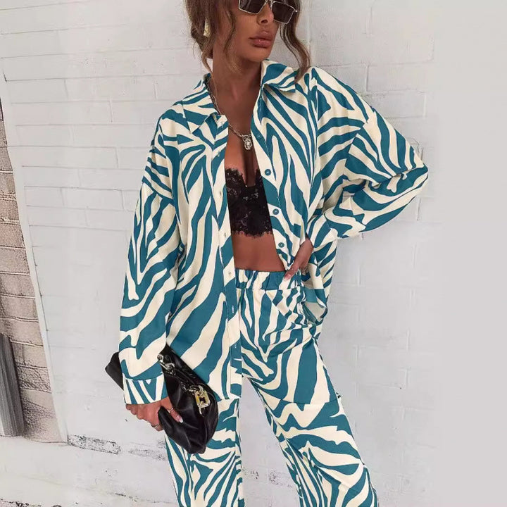 Femme Stilfuld Trykt Pyjamas-Sæt Stilla