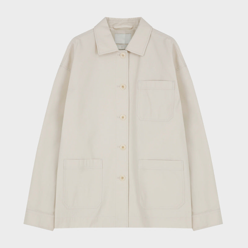 Dame Oversized Utility-Jakke med praktiske lommer og moderne knapdetaljer Stilla