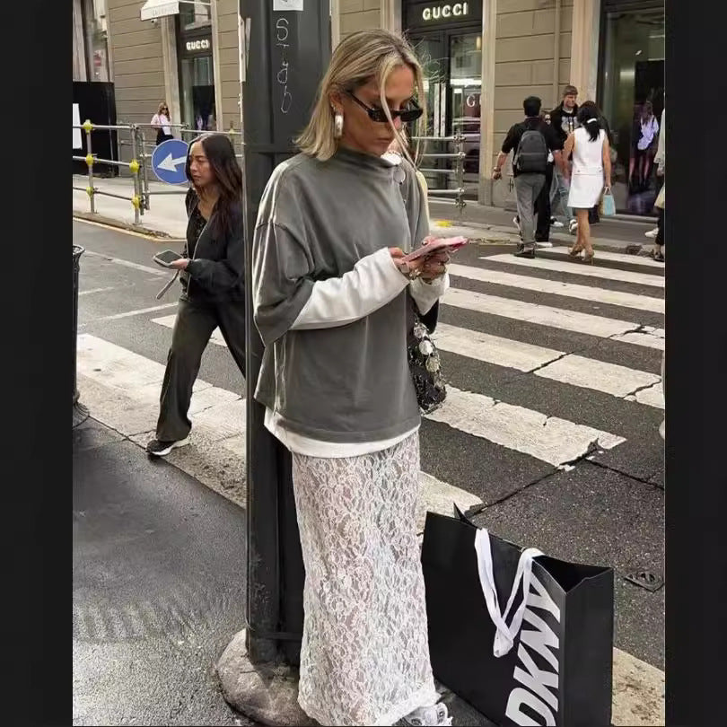 Dame Streetwear-top med kontrasterende ærmer og eksklusiv snit Stilla