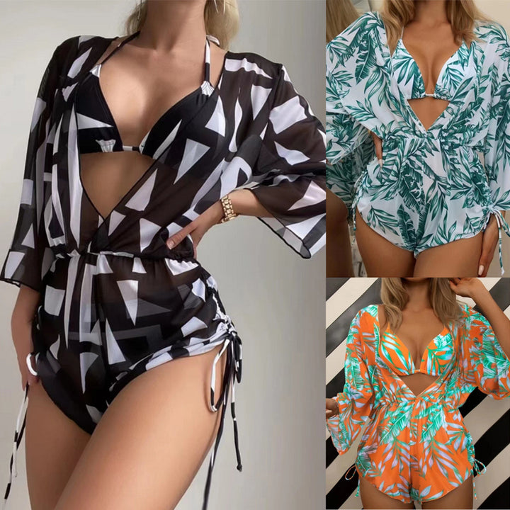 Dame bikini-sæt med stilfuld cover-up og geometrisk design Stilla