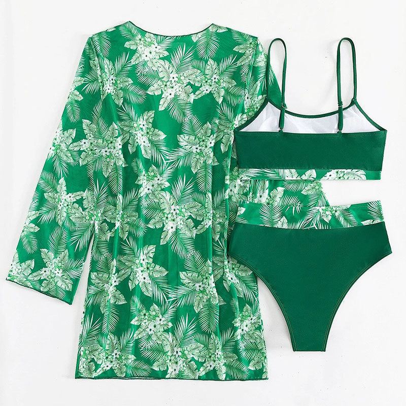 Dame Højskåret Blomster Halter-Bikini-Sæt Stilla