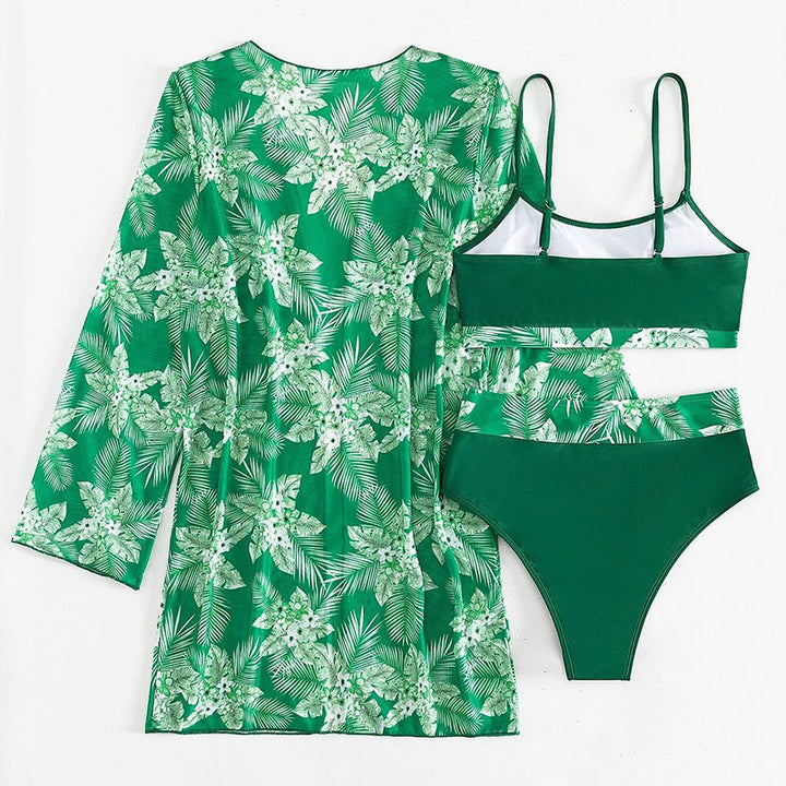 Dame Højskåret Blomster Halter-Bikini-Sæt Stilla