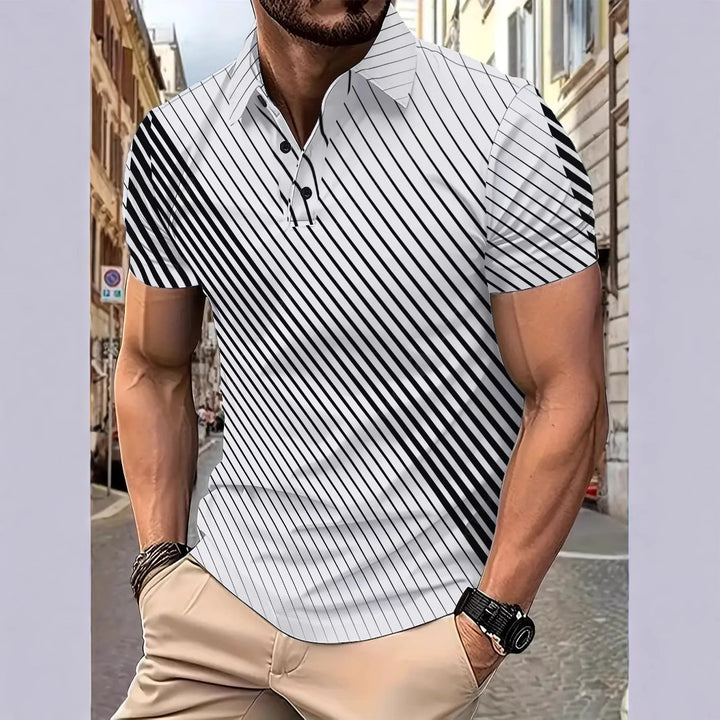 Herrer poloshirt med moderne diagonal stribemønster Stilla