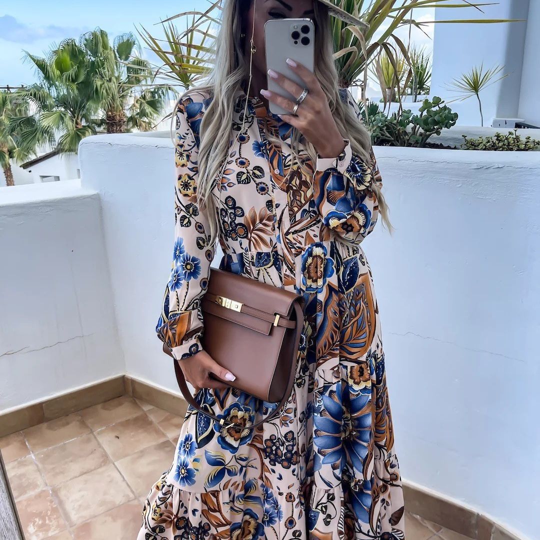 Dame Midi-kjole med blomstret design Stilla