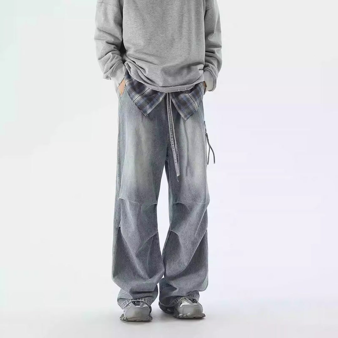 Herre bred denim-bukser med unikt strukturdesign og afslappet snit Stilla