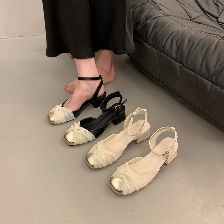 Dame Elegante Slingback Ballerinaer med Knoten Detalje Stilla