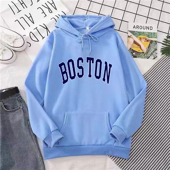 Dame hoodie med klassisk Boston print Skovae