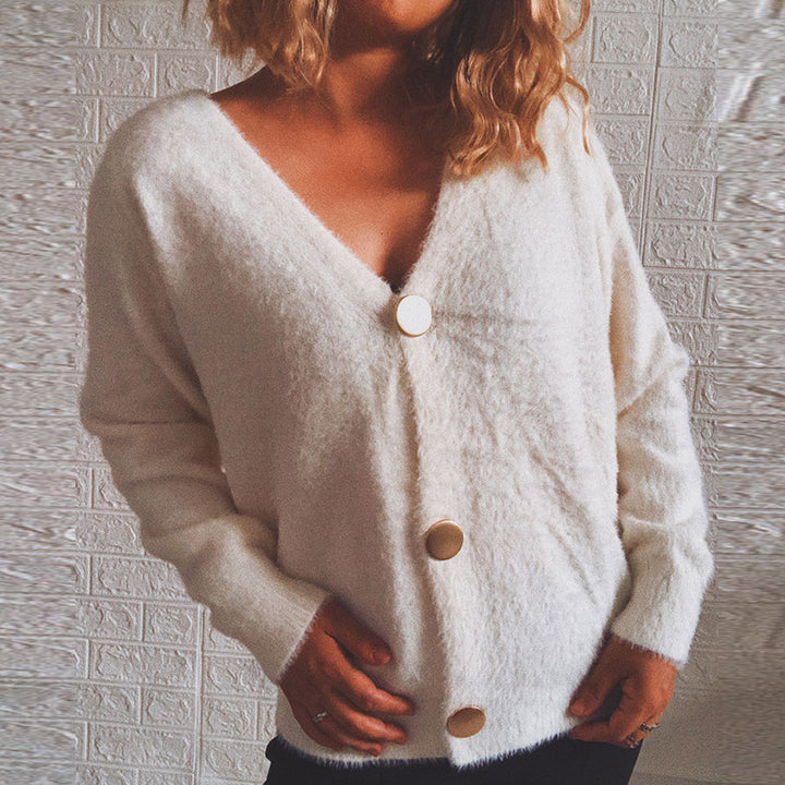 Kvinders hyggelige cardigan med store knapper og oversized pasform Stilla