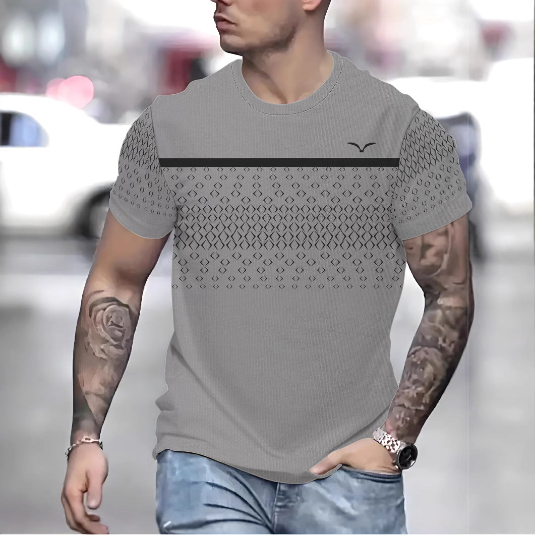 Herre T-shirt med struktureret trekantmønster og åndbar materialeteknologi Stilla
