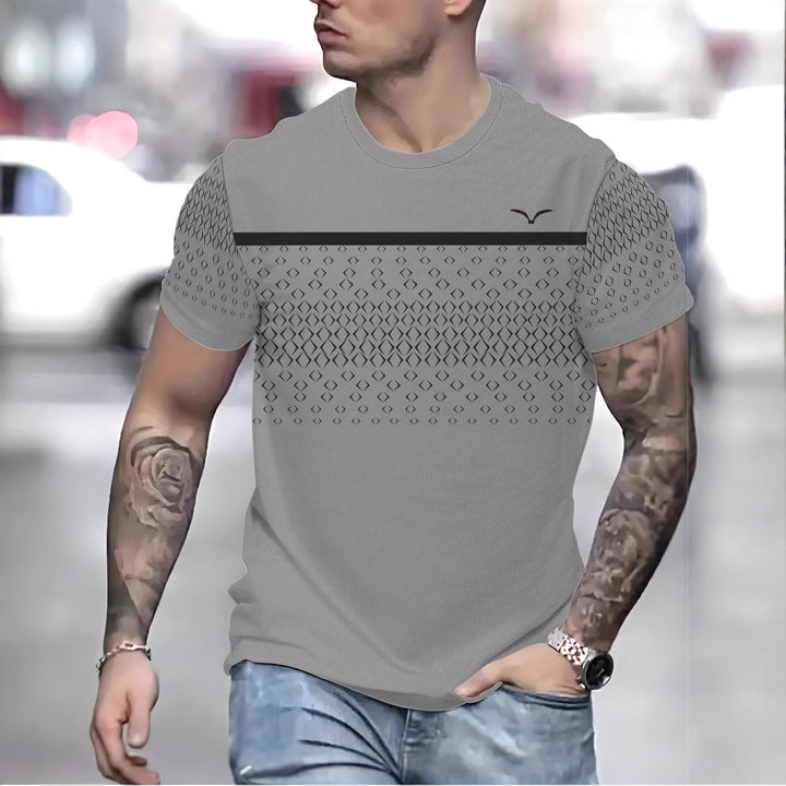 Herre T-shirt med struktureret trekantmønster og åndbar materialeteknologi Stilla