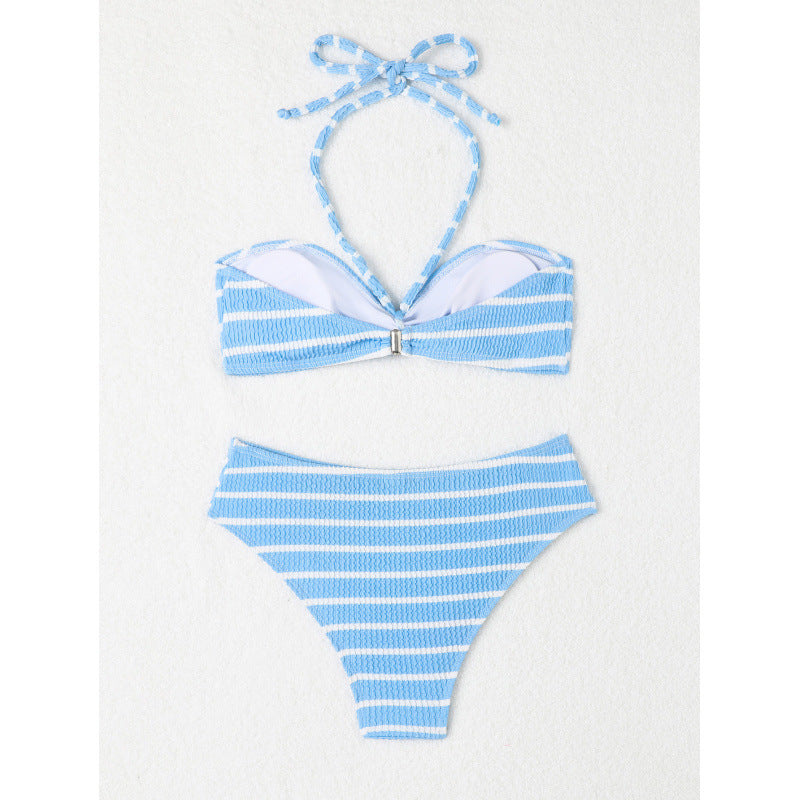 Dame bandeau bikini med justerbar knude og elastisk materiale Skovae