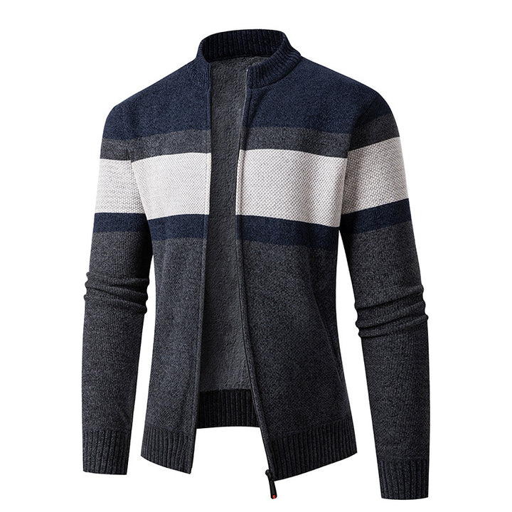 Herrer struktureret strik-zip--pullover Stilla