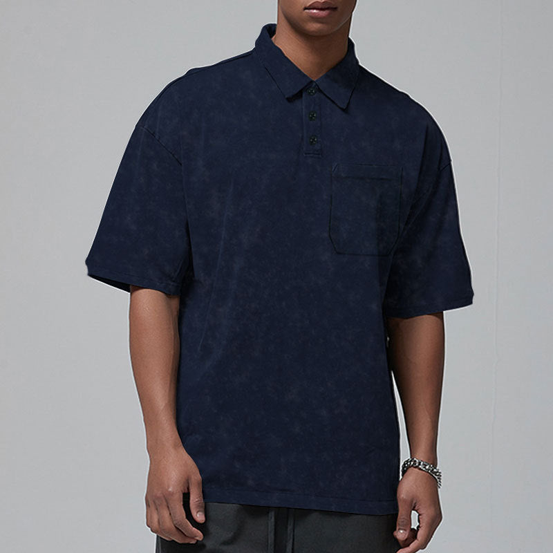 Herren afslappet poloshirt med brystlomme og mode design Stilla