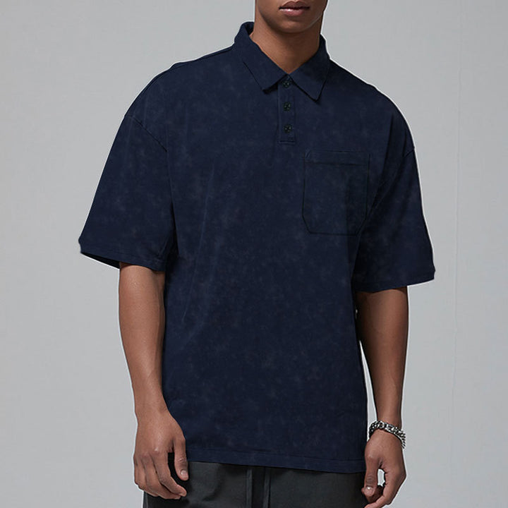 Herren afslappet poloshirt med brystlomme og mode design Stilla