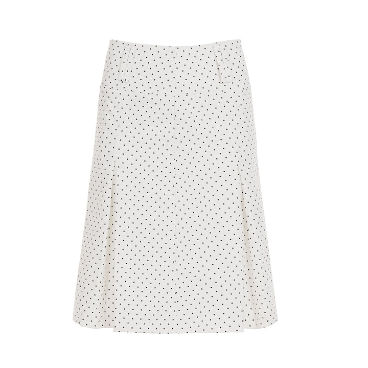 Dame midi skirt with playful polka dot pattern and elegant A-line Skovae