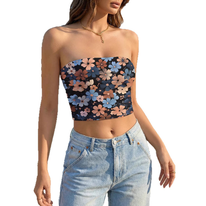 Dame bandeau-top med legende dinosaurer design og elastisk snit Skovae