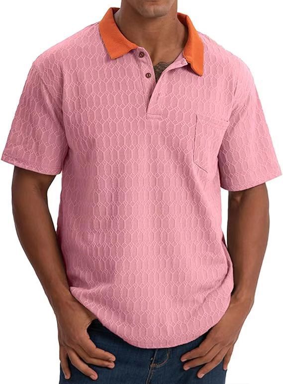 Herre polo T-shirt med struktureret mønster og kontrasterende krave Stilla
