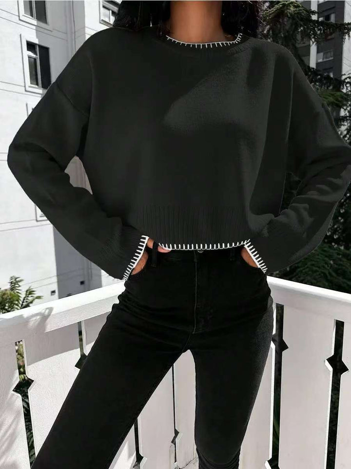 Femme Cropped Tekstureret Strik Sweater Stilla