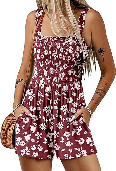 Dame blomster-shorts-overall med sidelommer Stilla