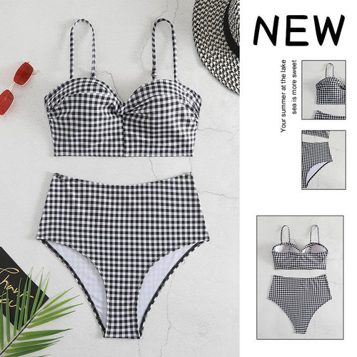 Damer Højskåret Gingham-mønster Bikini-sæt Stilla